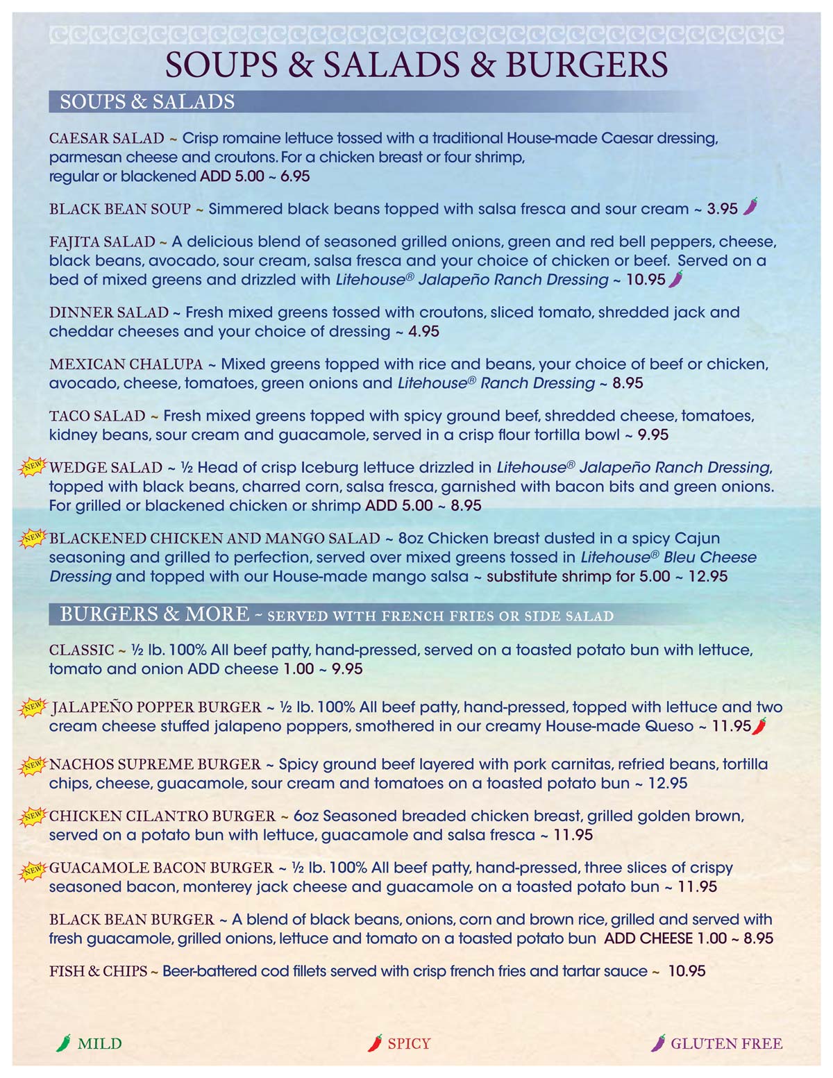 Jalapeno's Menu Soups, Salads & Burgers Jalapenos