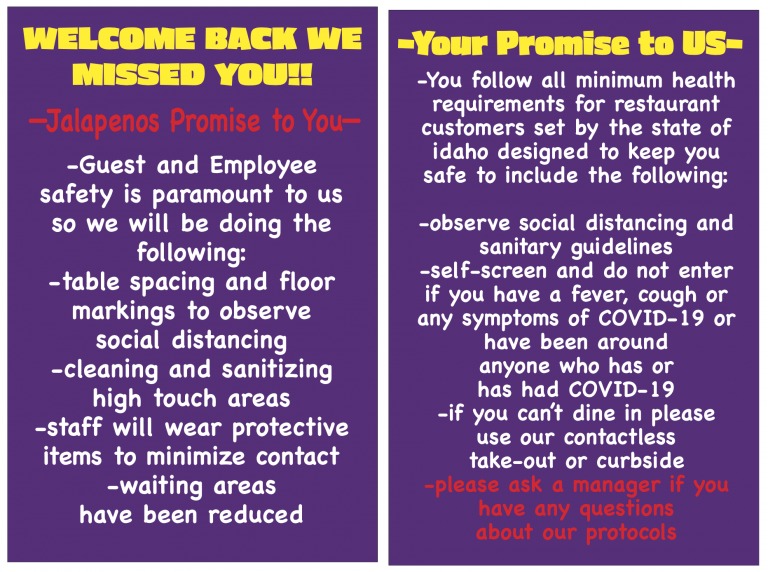 The Menu Jalapenos Mexican Restaurant in Sandpoint