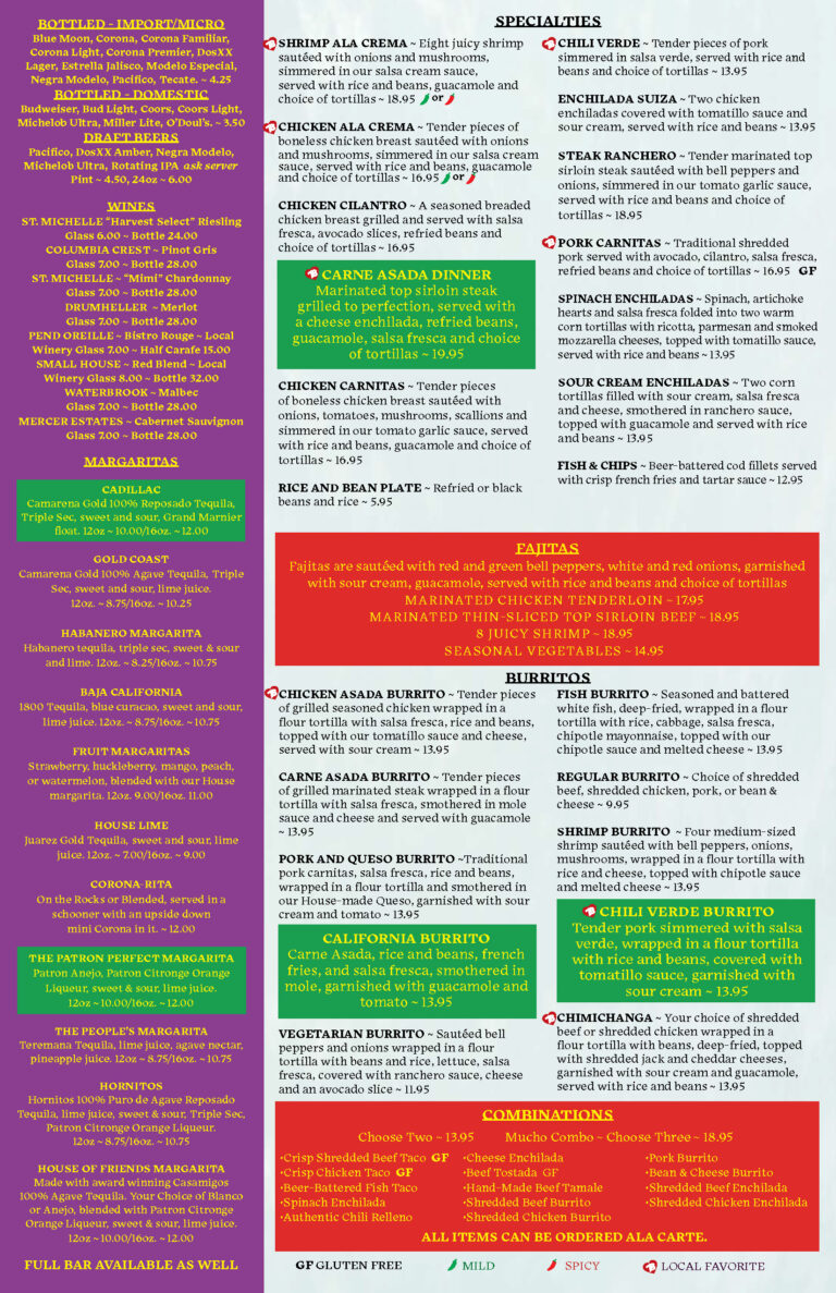 The Menu Jalapenos Mexican Restaurant in Sandpoint