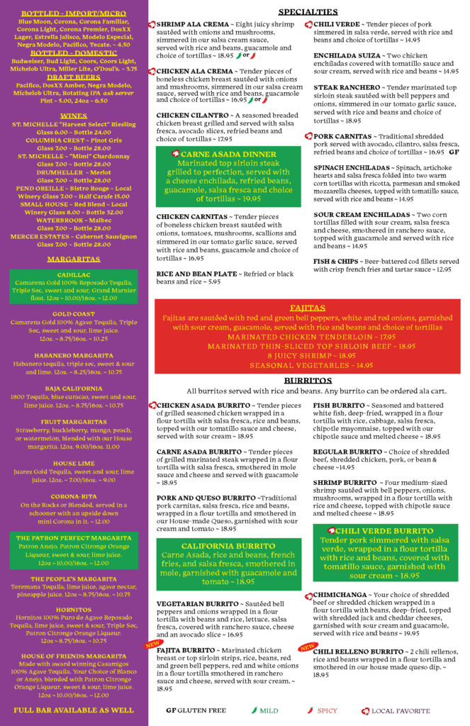 The Menu Jalapenos Mexican Restaurant In Sandpoint